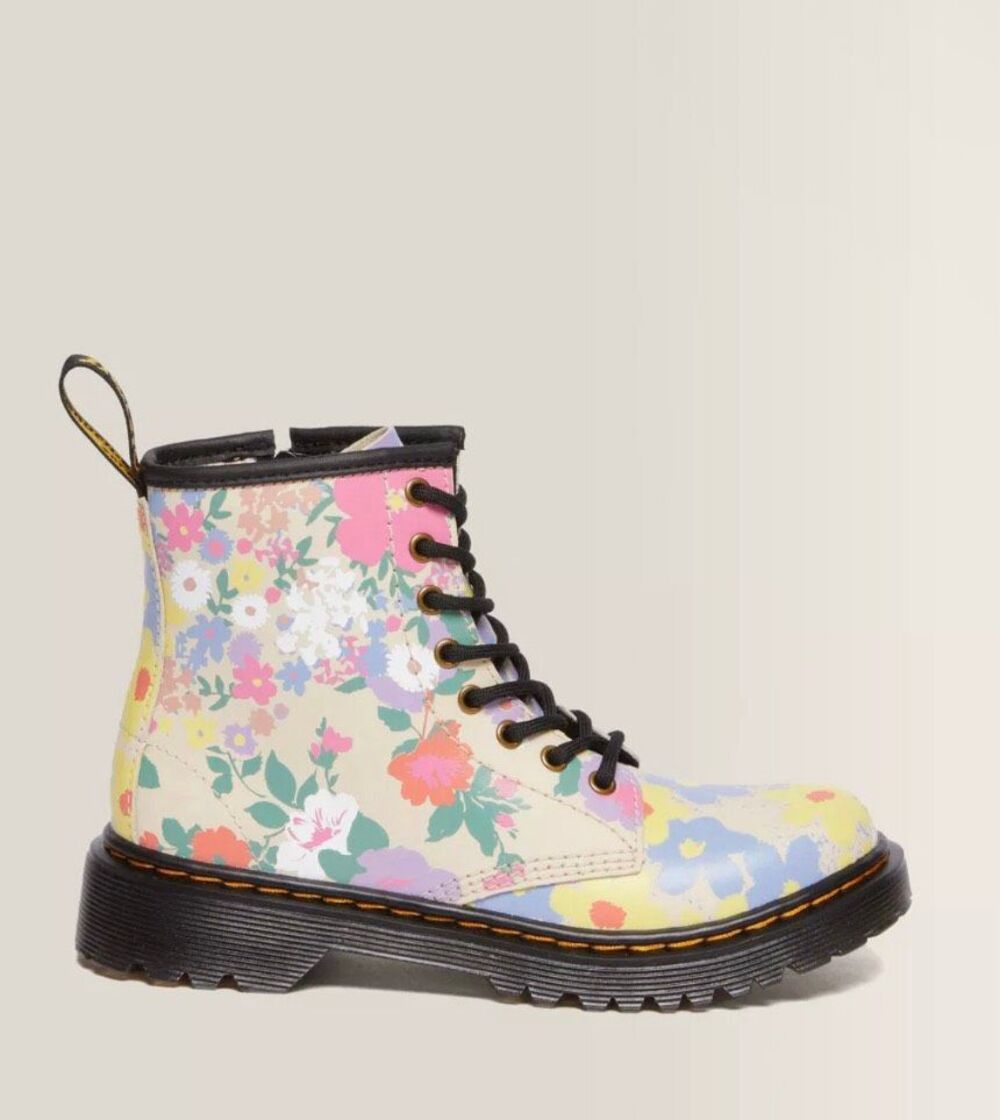 Doc Marten's 1460 Floral Mash Up 100% Leather Lace Up Boots Little Girls Size 2